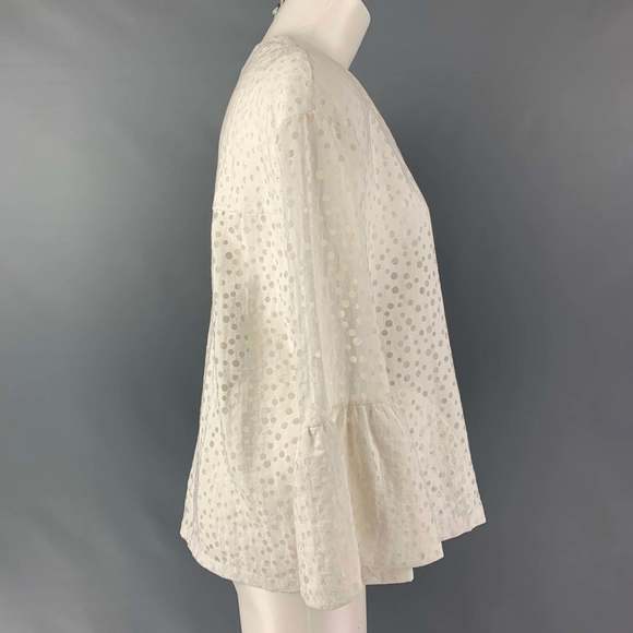 AKRIS White Viscose and Nylon Polka Dot Oversized Casual Top - Picture 2 of 6